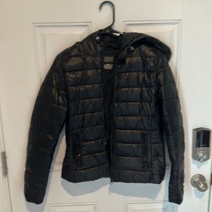 Black Hooded bubble Jacket- Cute Fit